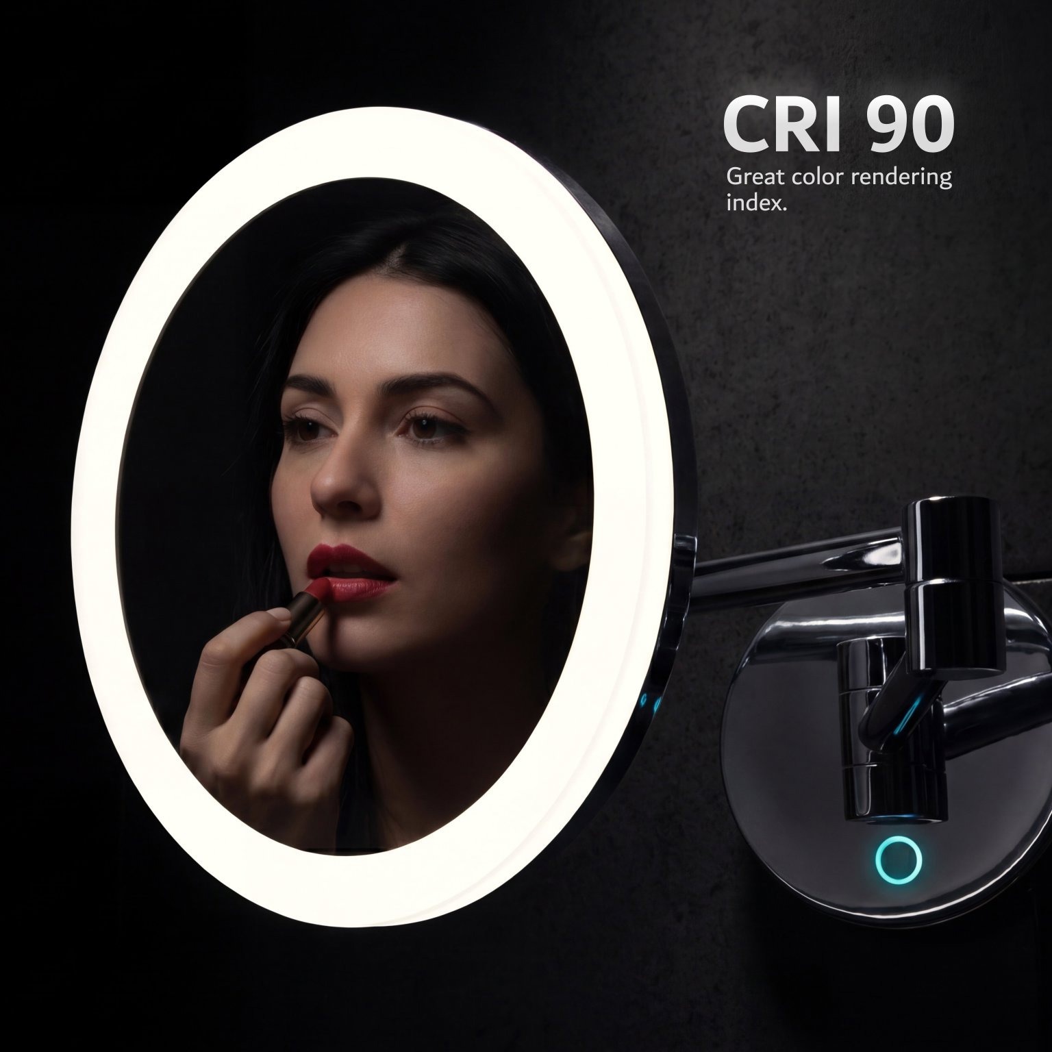 Nimco ZK-20265-26 Round Backlit LED Touch Cosmetic Mirror.