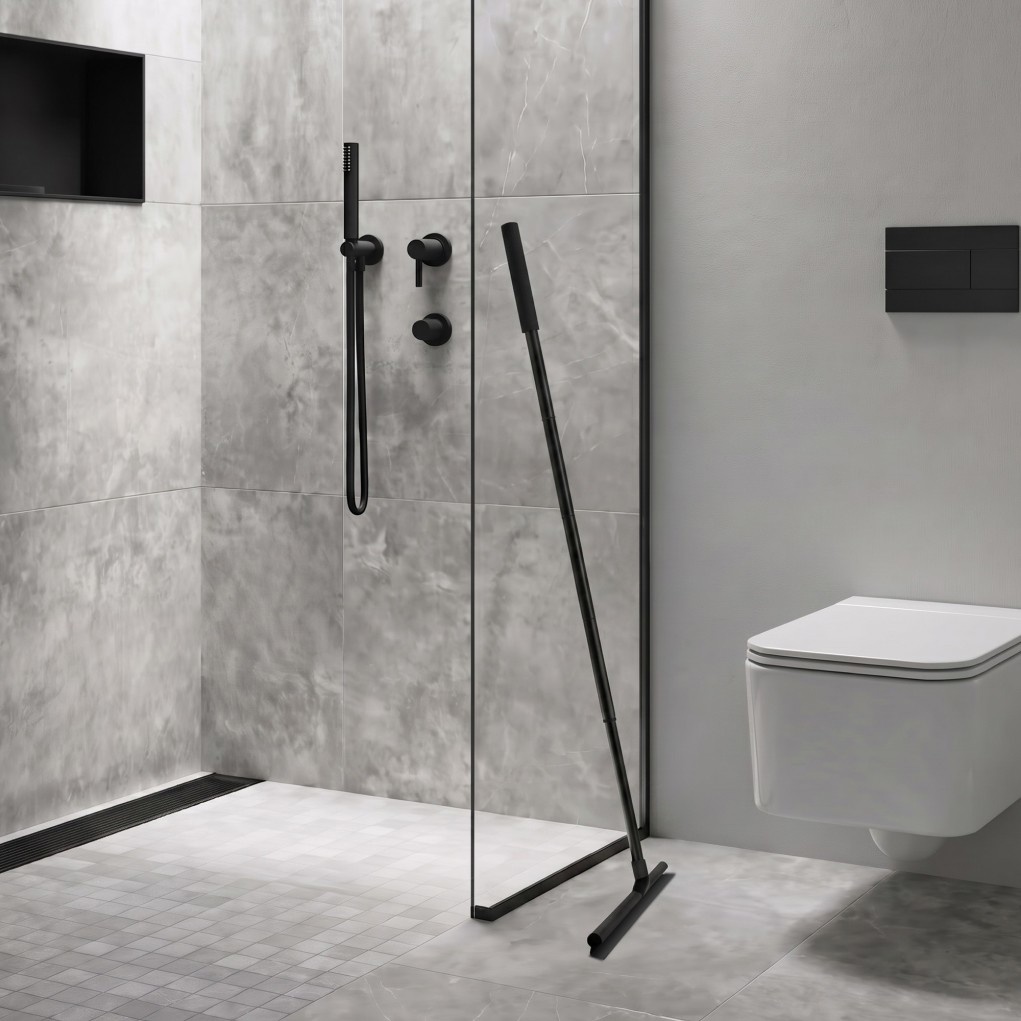 Nimco Unix UN-4012-T-90 Telescopic Bathroom Shower Squeegee for Glass in Black – Silicone