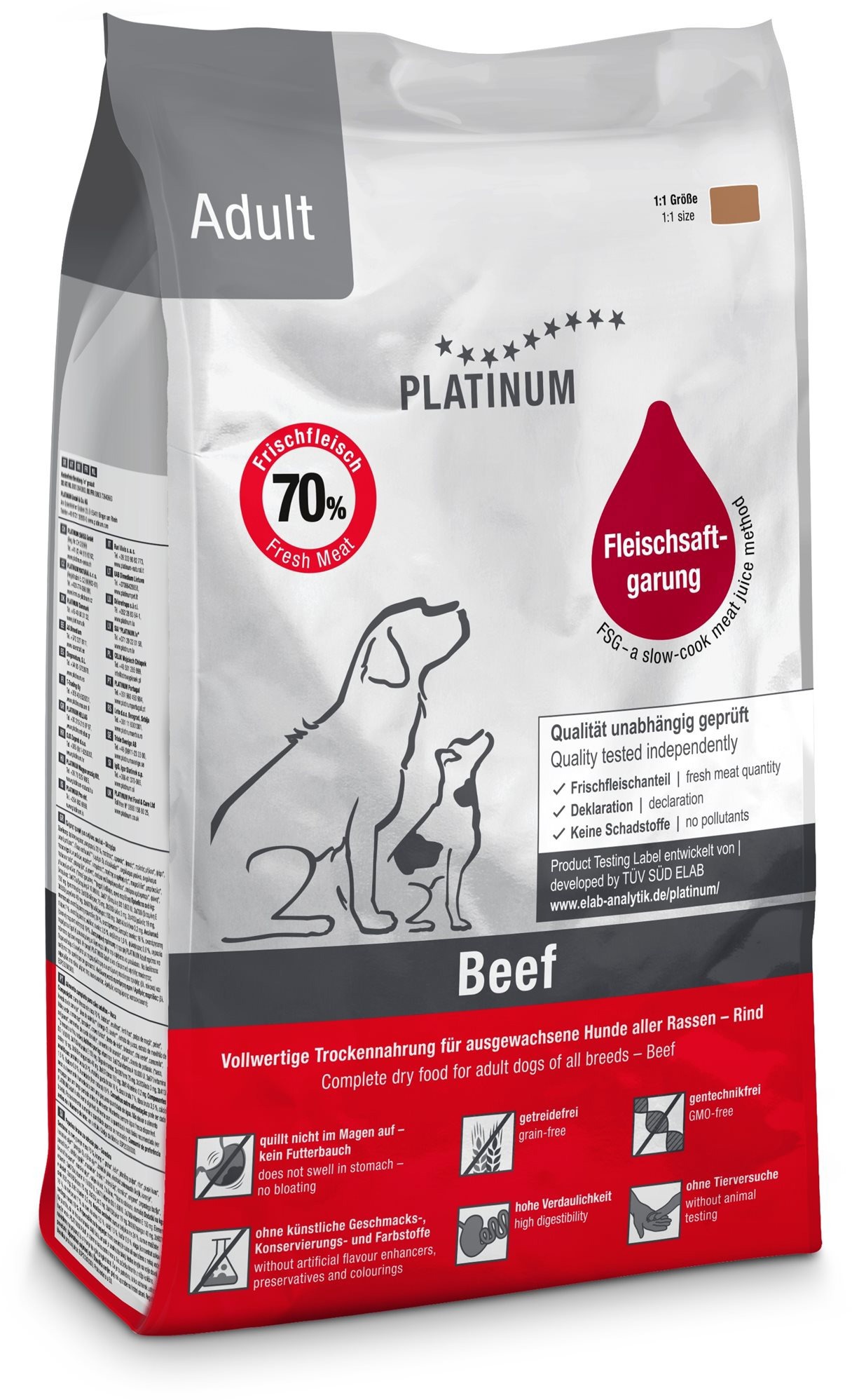Granules for dogs Platinum natural beef potatoes beef with potatoes 1,5 kg