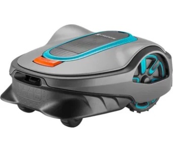 Stříbrná robotická sekačka