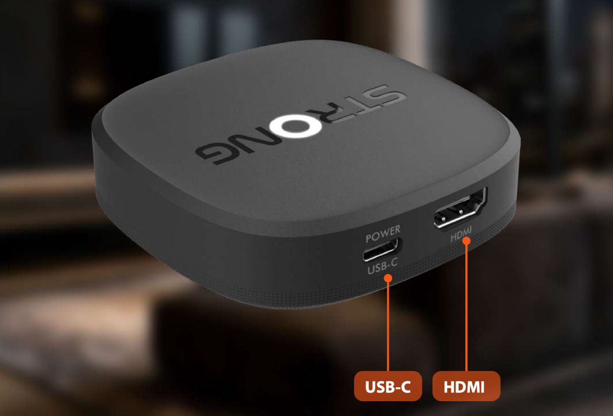 STRONG LEAP-S4 Benutzeroberfläche von Google TV mit empfohlenen Inhalten und Apps
