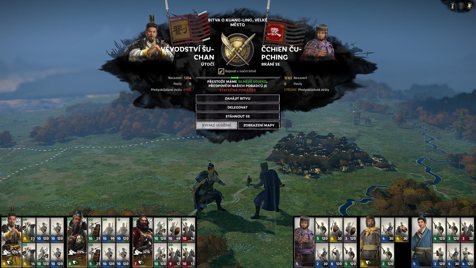 Total War: Three Kingdoms; gameplay: automatické souboje