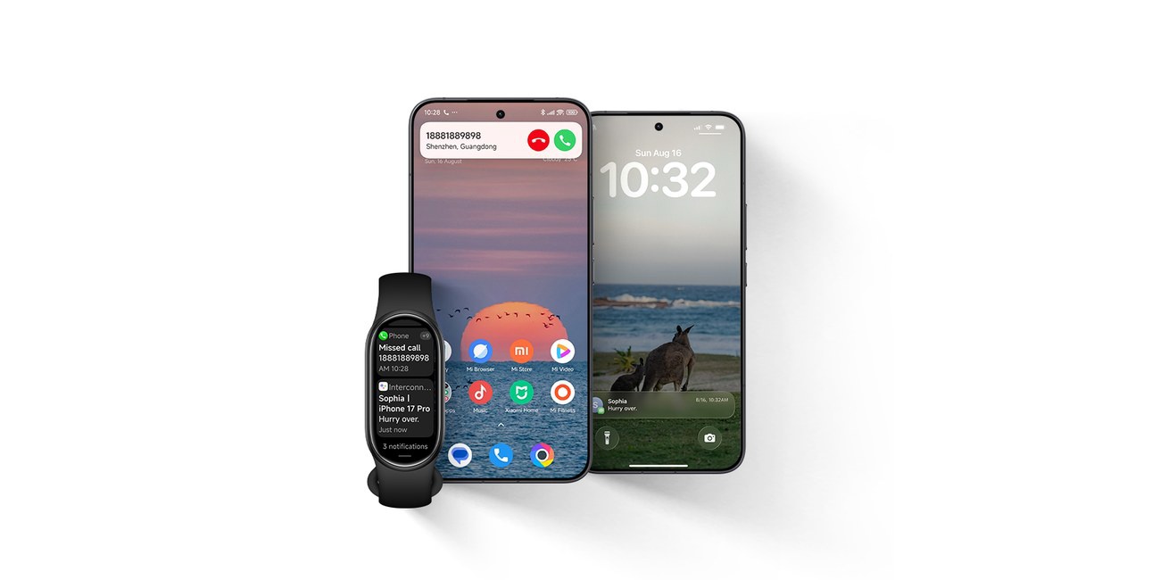 A Xiaomi Smart Band 11 két telefonról érkező értesítéseket jelenít meg