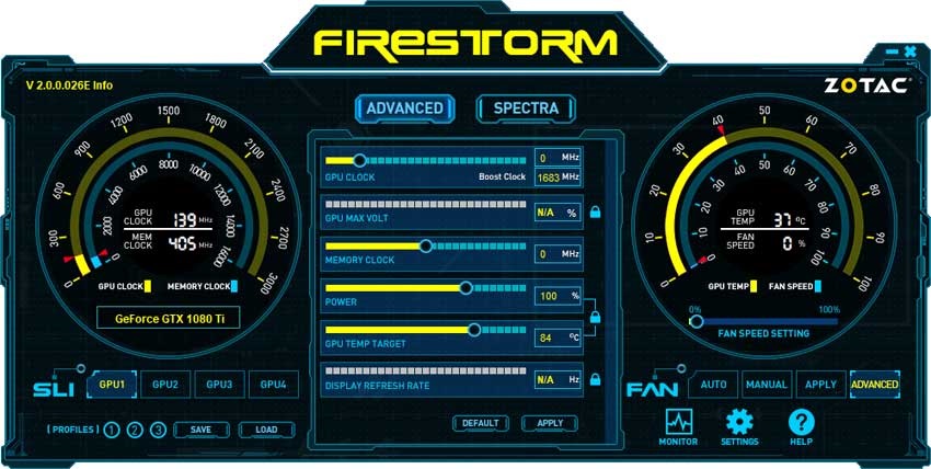 Zotac GTX 1080 Ti AMP! Edition FireStorm Advanced