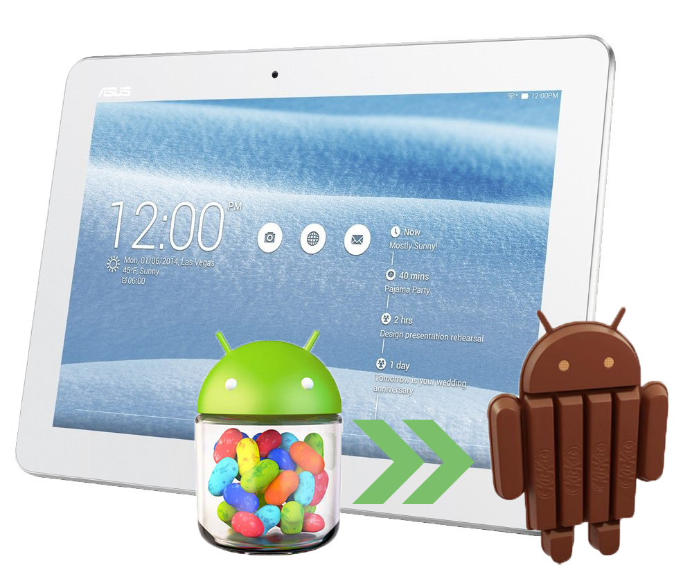 Tablet Asus a obrázky androidu JellyBean a KitKat