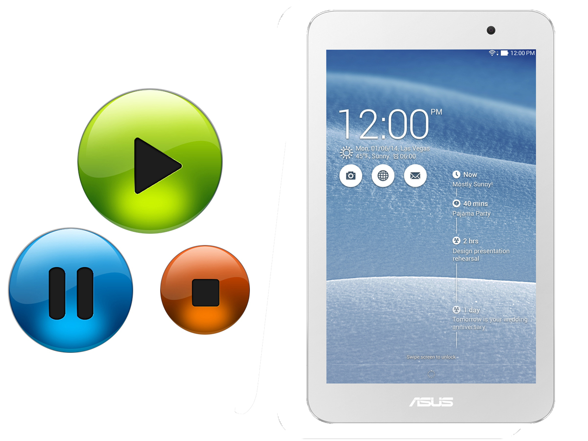 Tablet Asus a obrázek multimedialního přehrávače