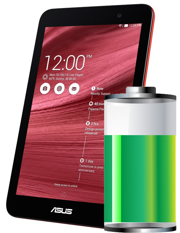  Tablet Asus s obrázkom batérie 