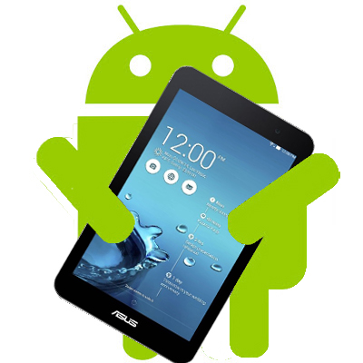 Logo Android držící tablet Asus