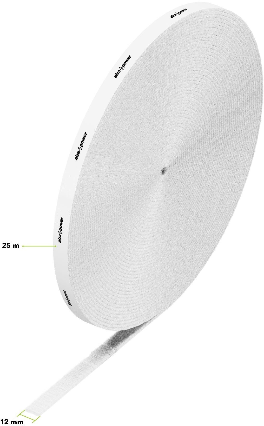 AlzaPower VelcroStrap+ Roll 10m white