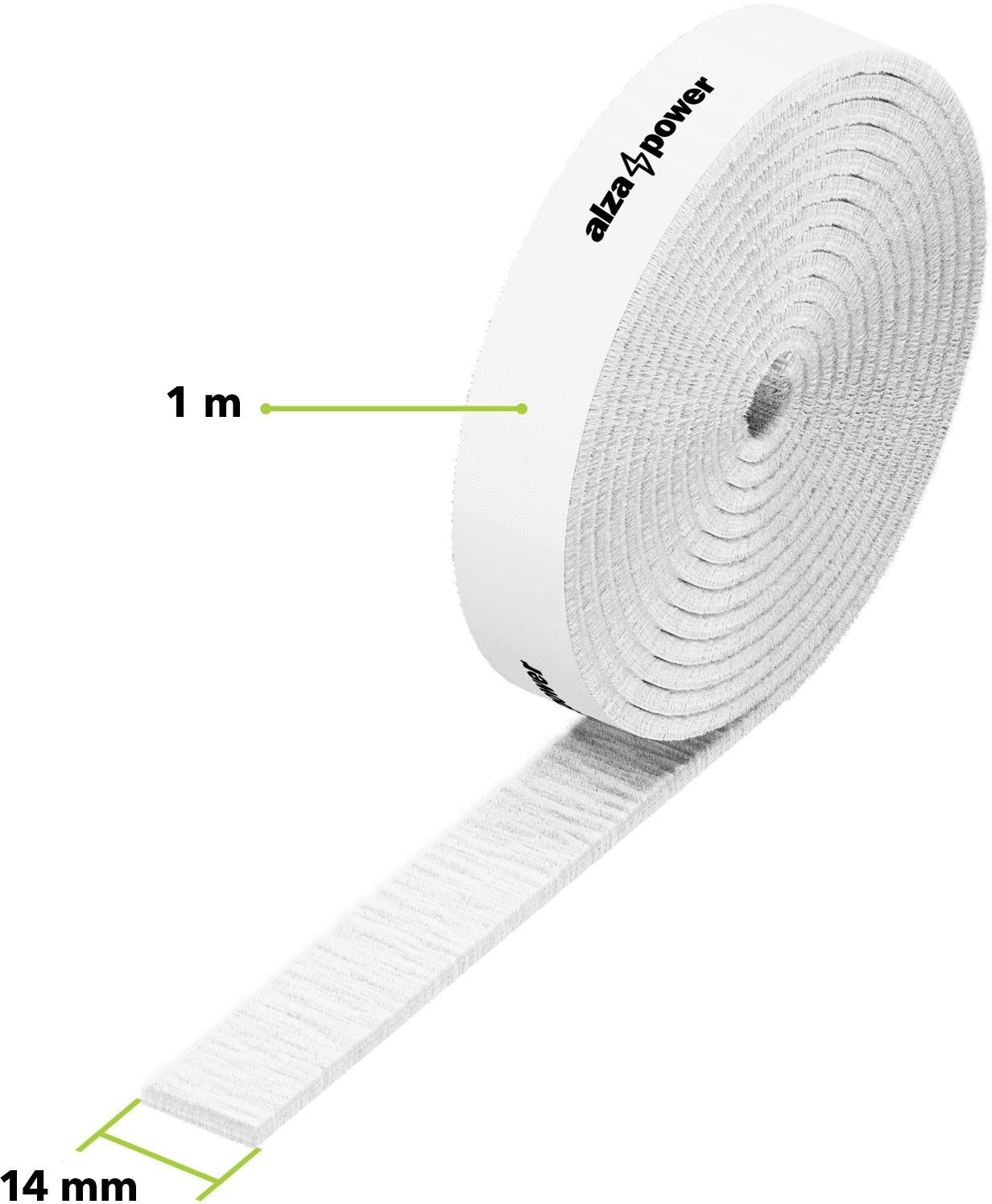 AlzaPower VelcroStrap+ Roll 10m white