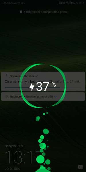 Huawei P smart screenshot – nabíjanie