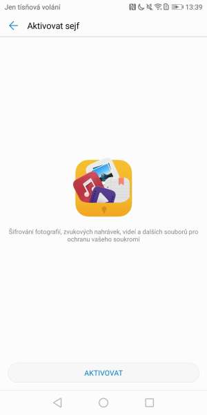 Huawei P smart screenshot – dátový trezor