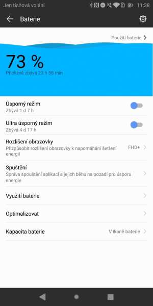 Huawei P smart screenshot – úsporné režimy
