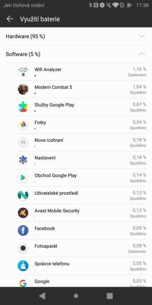 Huawei P smart screenshot – meranie spotreby