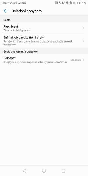 Huawei P smart screenshot – ovládanie pohybom