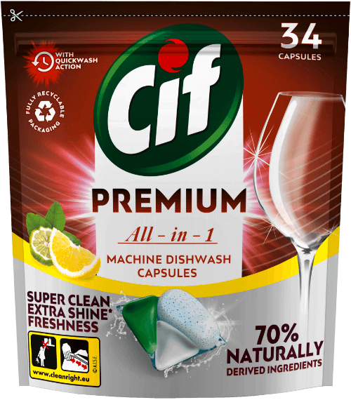 Balení kapslí do myčky Cif Premium Clean All in 1 34 ks