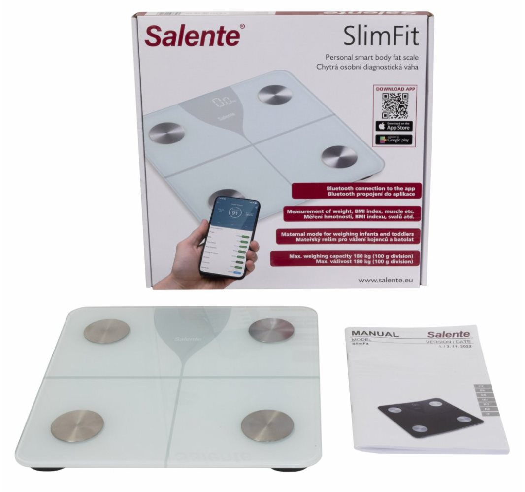 Osobná váha Salente SlimFit, osobná fitness váha, biele vyhotovenie