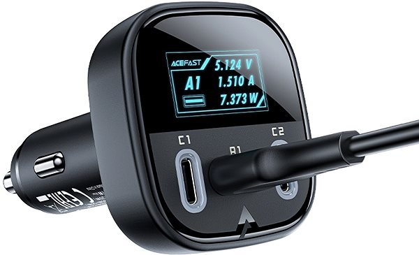 ACEFAST Ultimate Autoladegerät (2x USB-C + USB-A) 100W OLED Display Schwarz