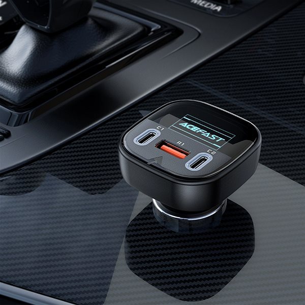 ACEFAST Ultimate Autoladegerät (2x USB-C + USB-A) 100W OLED Display Schwarz