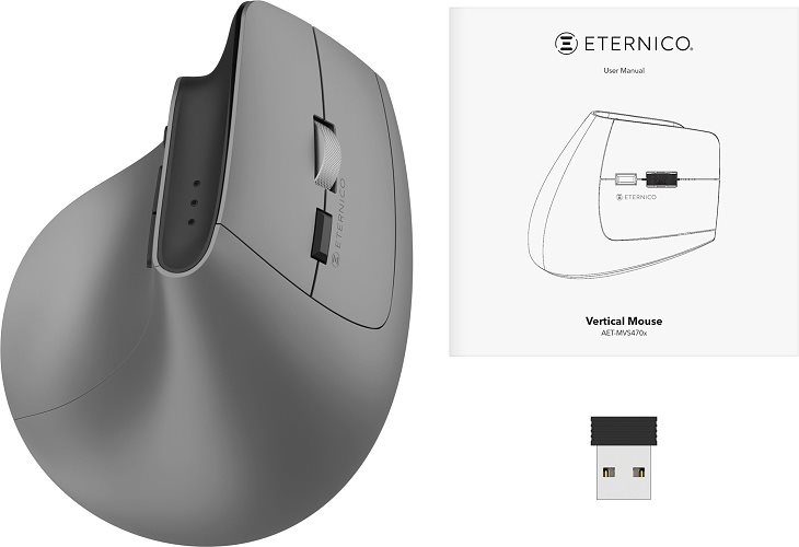 Eternico Wireless 2.4 GHz & Double Bluetooth Rechargeable Vertical Mouse MV470
