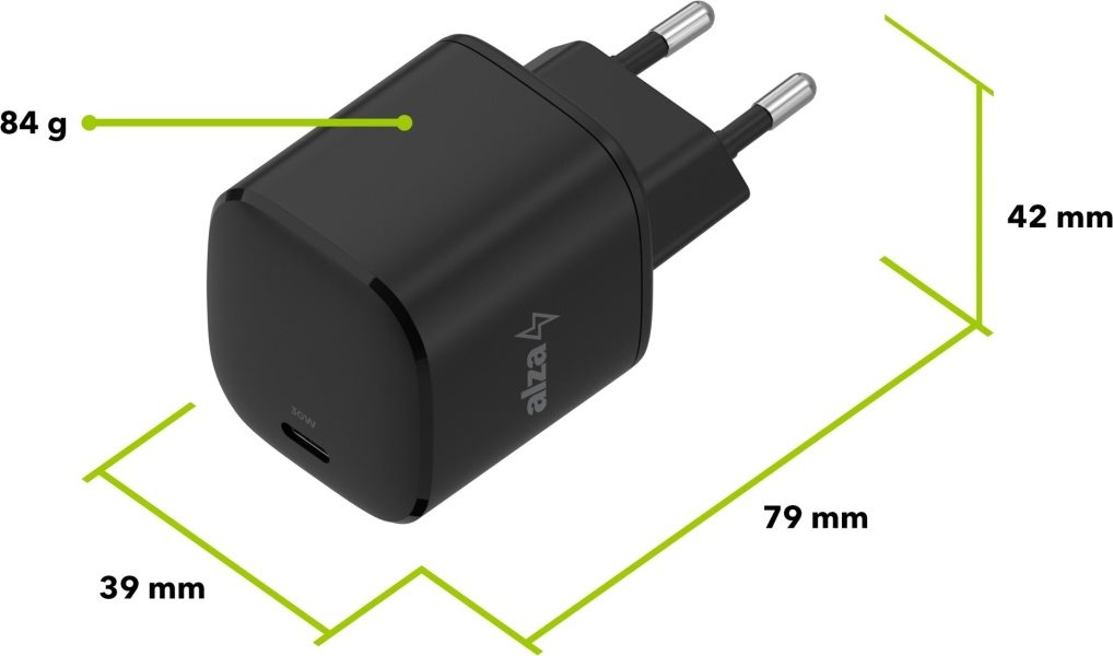 Nabíjačka do siete AlzaPower G130 mini Fast Charge 30W čierna