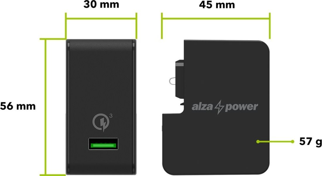 AlzaPower T200 Reiseladegerät schwarz