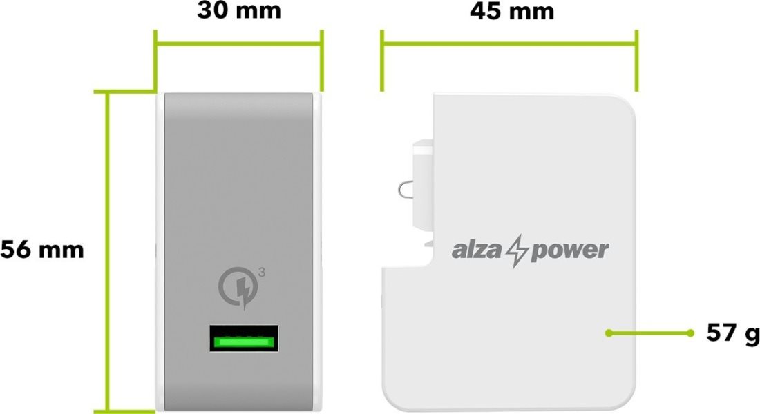 AlzaPower T200 Reiseladegerät weiß