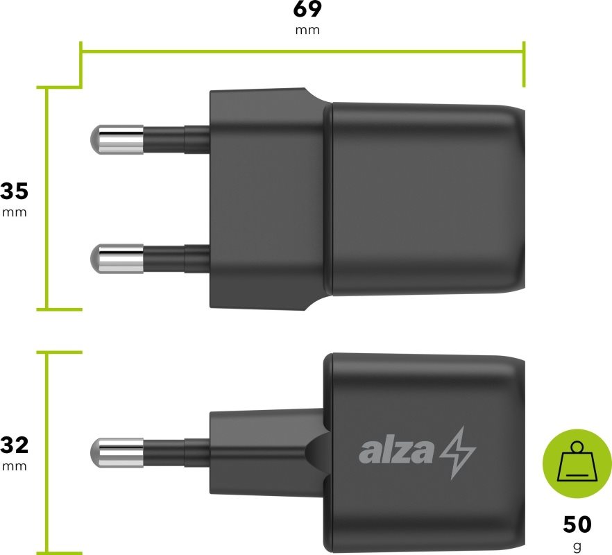 AlzaPower G320C Fast Charge 35W schwarzes Netzladegerät