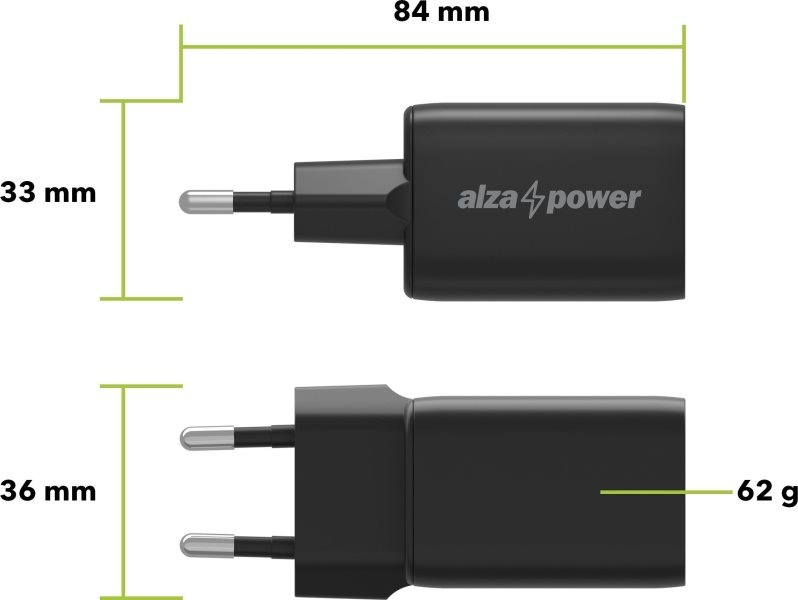 Set AlzaPower A133 Schnellladung 33W schwarz + Core USB-C (M) 2.0 zu Micro USB (M) 2A Kabel 0.5m schwarz