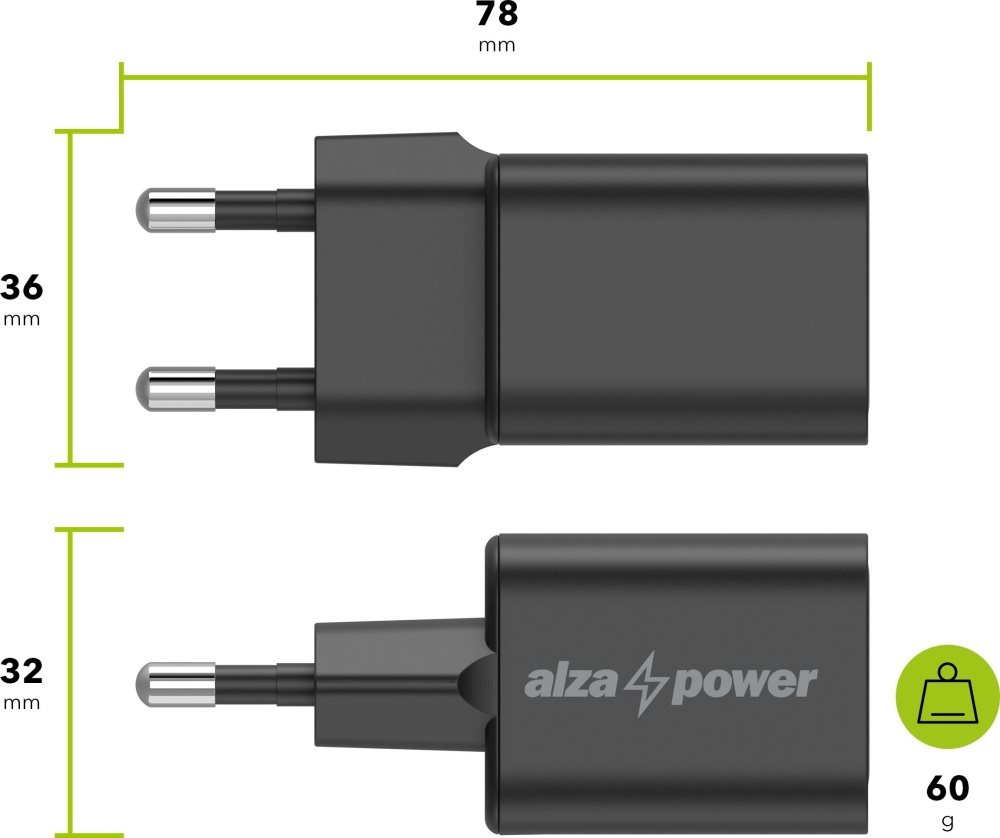 AlzaPower G400CA Fast Charge 35W schwarzes Netzladegerät
