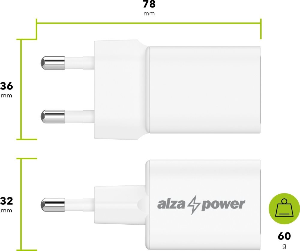 AlzaPower G400CA Fast Charge 35W weißes Netzladegerät