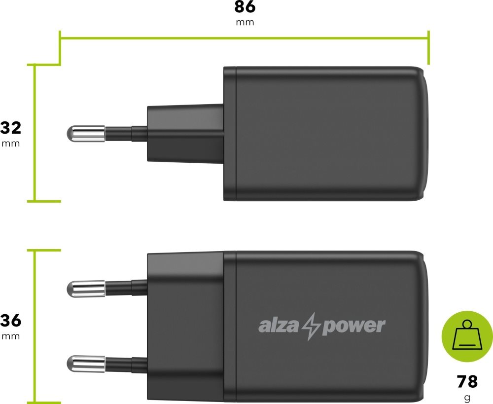 Nabíjačka do siete AlzaPower G500CC Fast Charge 45W čierna