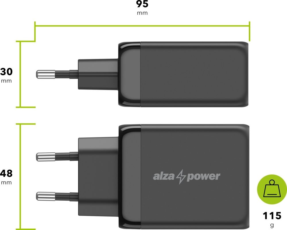 Nabíjačka do siete AlzaPower G600CCA Fast Charge 65W čierna