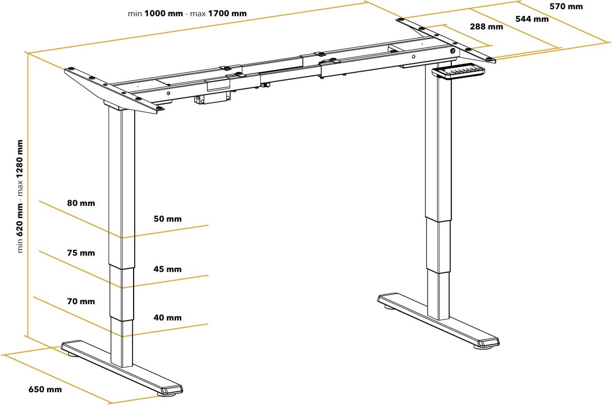Výškovo nastaviteľný stôl AlzaErgo Table ET1 Essential sivý