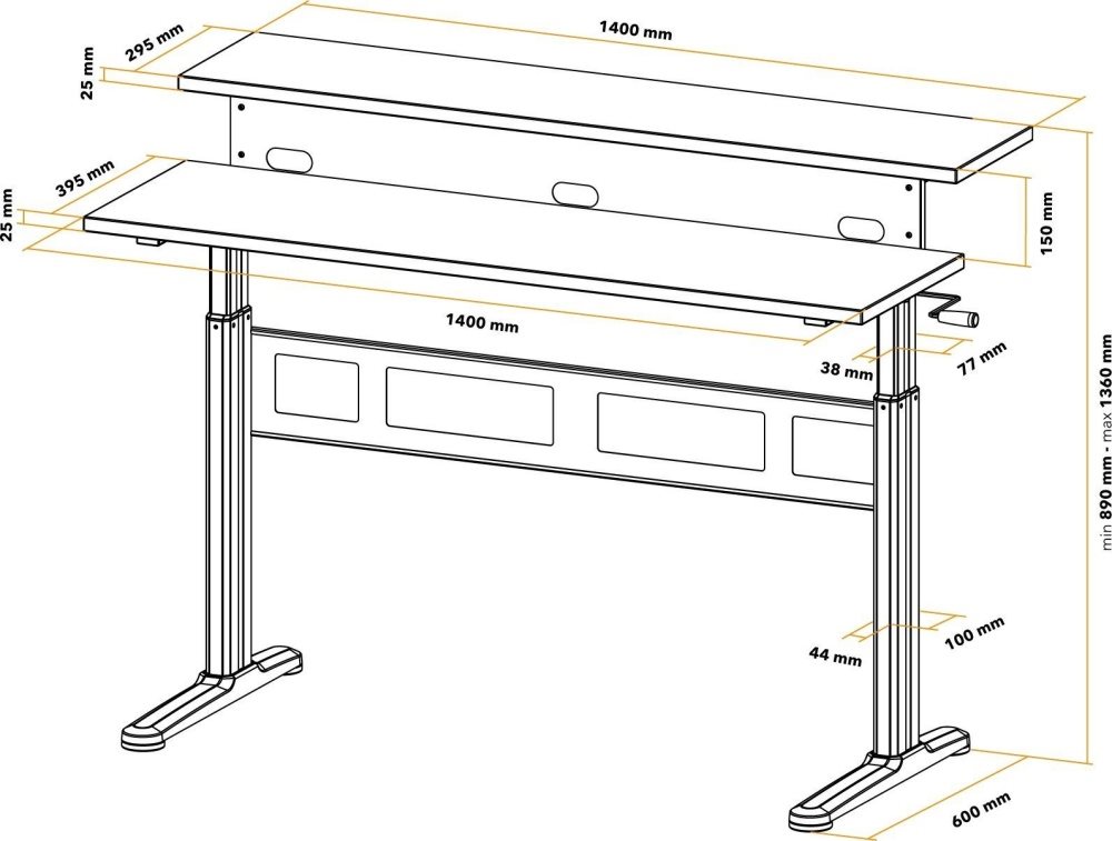 Výškovo nastaviteľný stôl AlzaErgo Table ET3.1 čierny