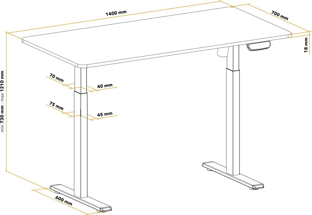 Výškovo nastaviteľný stôl AlzaErgo Table ET4 AiO Touch 140×70 cm čierny