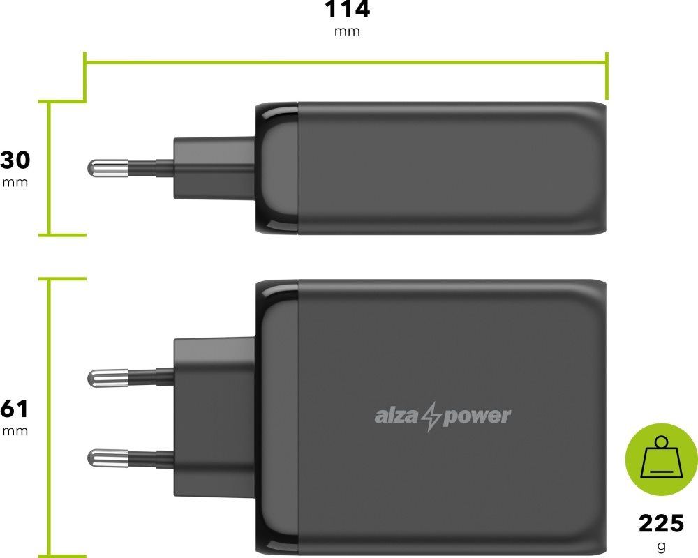 Nabíjačka do siete AlzaPower M7503CA Fast Charge 100W čierna 