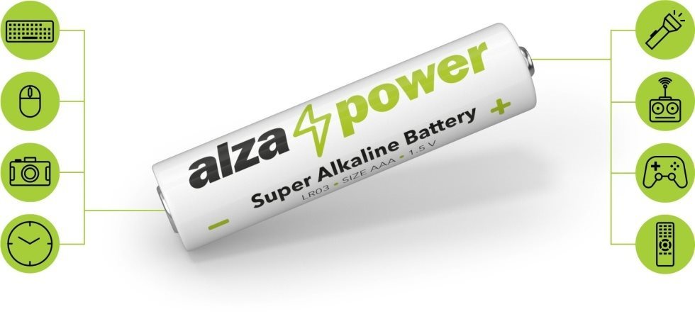 Jednorazová tužková batéria AlzaPower Super Alkaline LR03 (AAA) 4 ks v eko-boxe