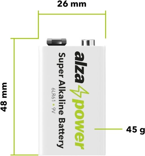 Jednorazová batéria 9 V AlzaPower Super Alkaline 6LR61 (9V) 1ks