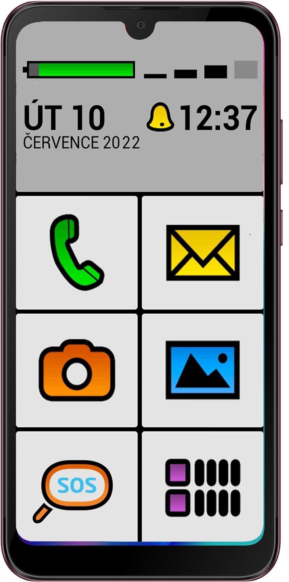 Einfaches Smartphone Aligator S6100 SENIOR 32 GB in bordeauxrot