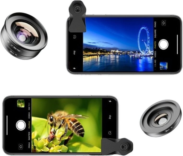 Objektív pre mobilný telefón Apexel HD Clear 2-in-1 Kit - 120° Wide Angle / 15X Macro