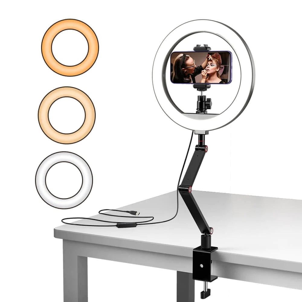 Foto svetlo Apexel Clip Flexible Desk stand with ring light for overhead photography