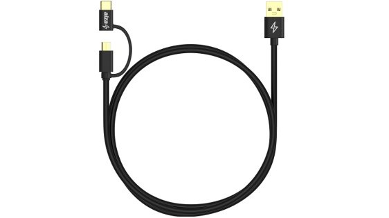 Dátový kábel AlzaPower Core 2 in 1 Micro USB + USB-C