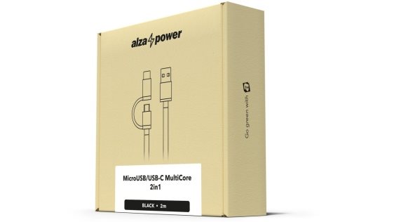 AlzaPower Core 2in1 Micro USB + USB-C - 0,5 m - schwarz