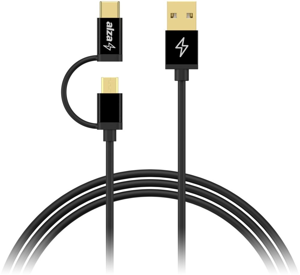 AlzaPower MultiCore microUSB + USB-C 2m Black AlzaPower MultiCore microUSB + USB-C 2m Black