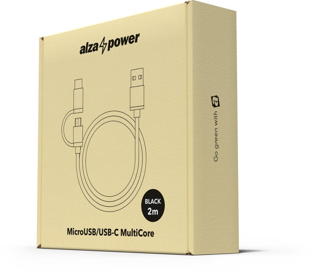 Legyél zöld az Alza segítségével AlzaPower MultiCore microUSB + USB-C 2m Black