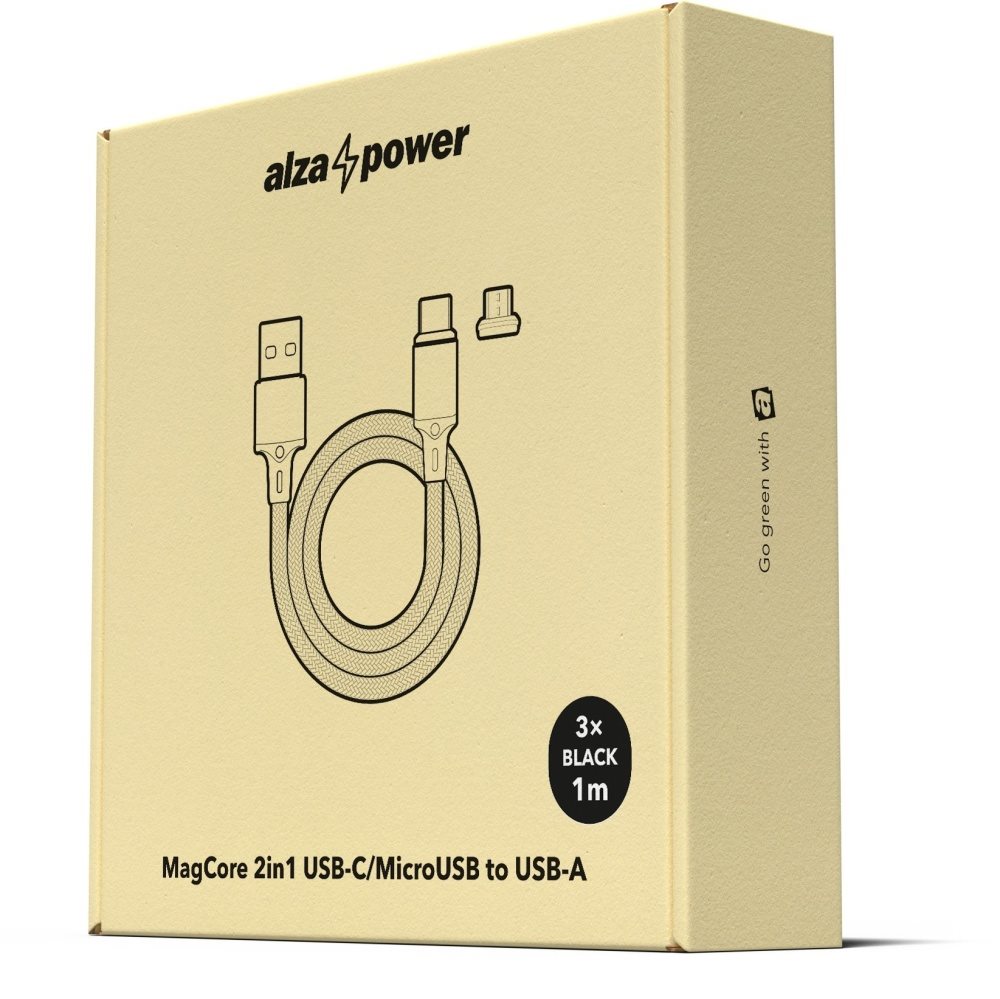 AlzaPower MagCore 2in1 USB-C + Micro USB, 5A, Multipack 3pcs