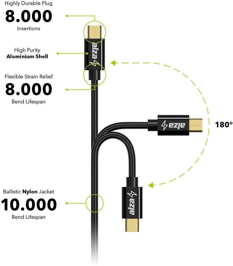 AlzaPower AluCore Micro USB 0.5m Black