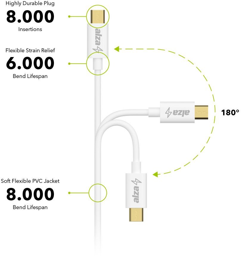 Nearly indestructible AlzaPower Core Micro USB 0.5m White