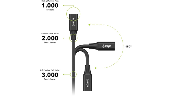 AlzaPower Core USB-C (M) / USB-C (F) 3.2 Gen 2